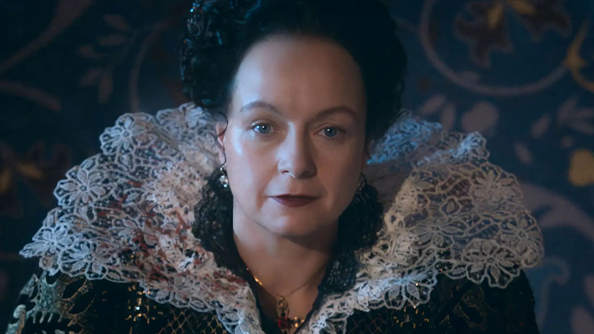 Samantha Morton as the 16th century Queen of France, Cahterine (Image via Prime Video)