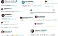 Screenshots of MMA figures' reaction to Mauricio Ruffy's win at UFC 313