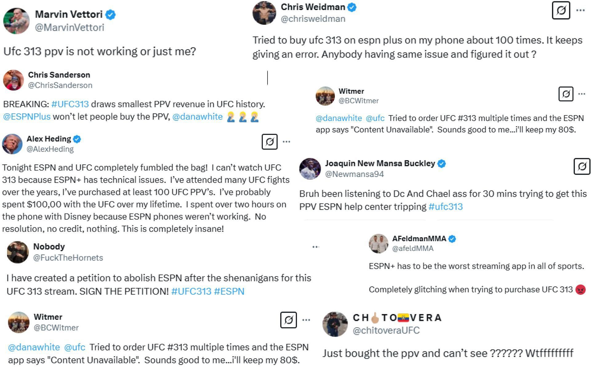 MMA community reacts to technical difficulties in the UFC 313 broadcast