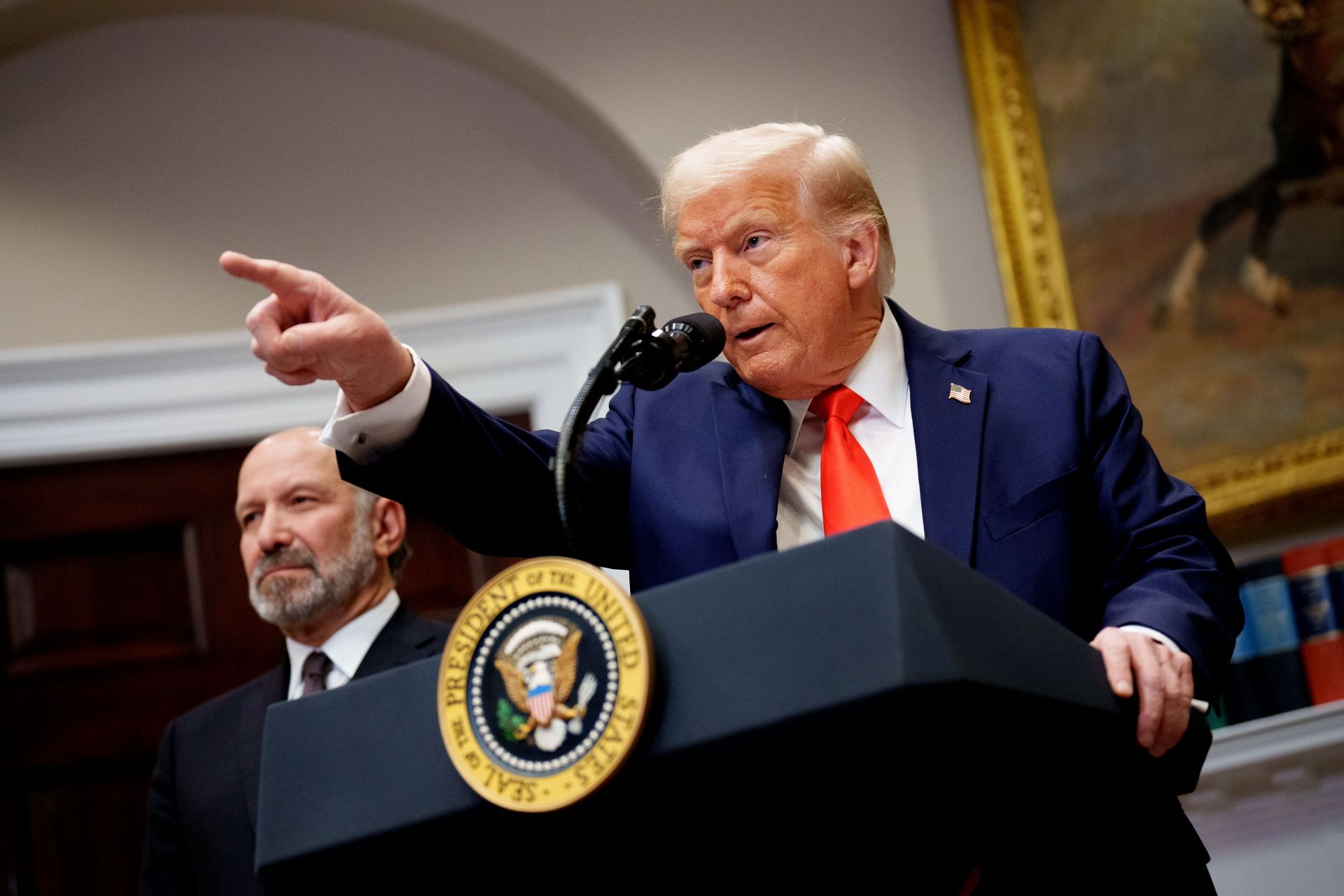 President Trump Makes An Investment Announcement In The Roosevelt Room Of The White House - Source: Getty