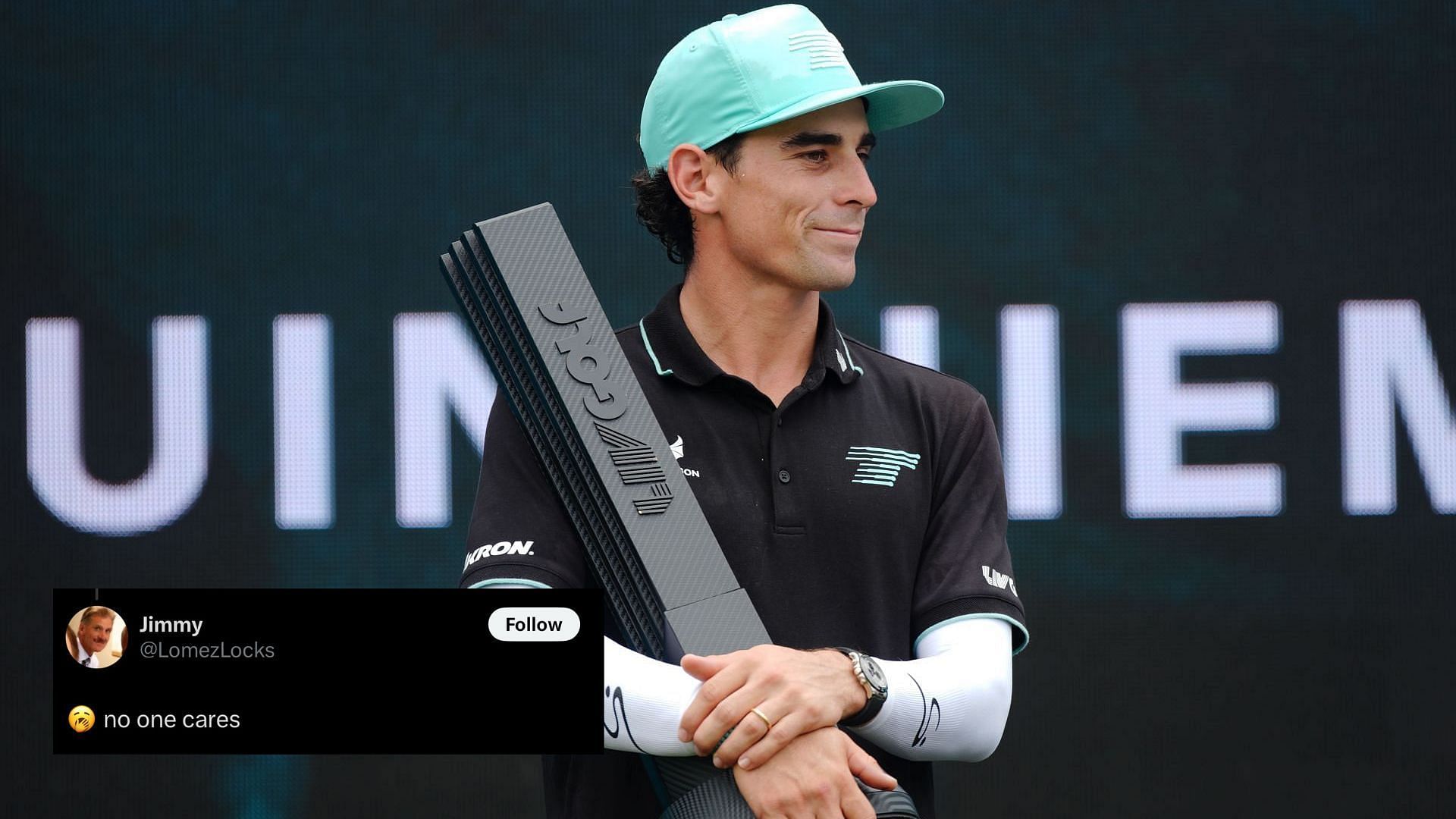 Fans troll Joaquin Niemann despite winning LIV Golf Singapore. Image via Getty Images and X