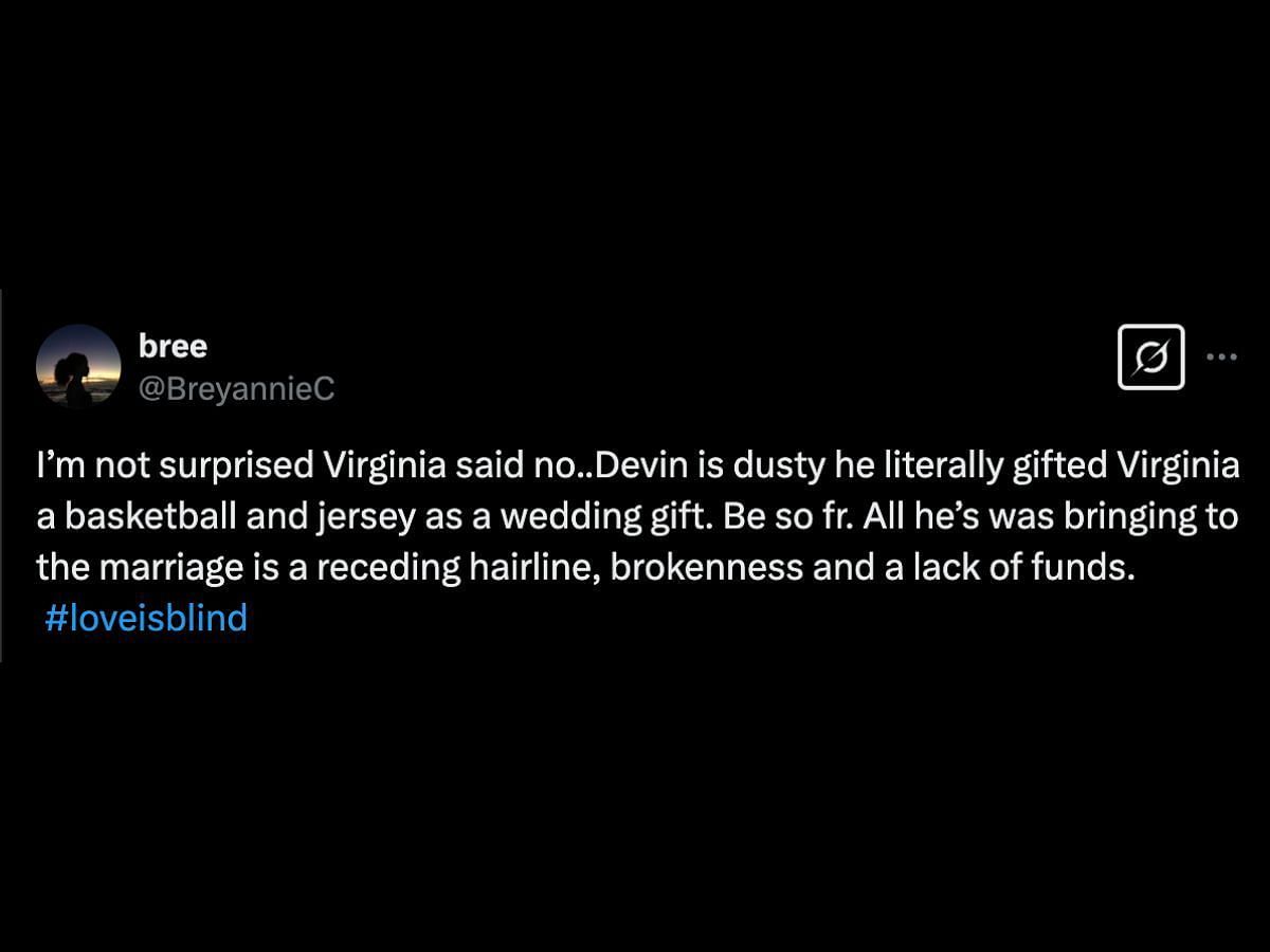 Netizens react to Virginia saying no (Image via X/@BreyannieC)