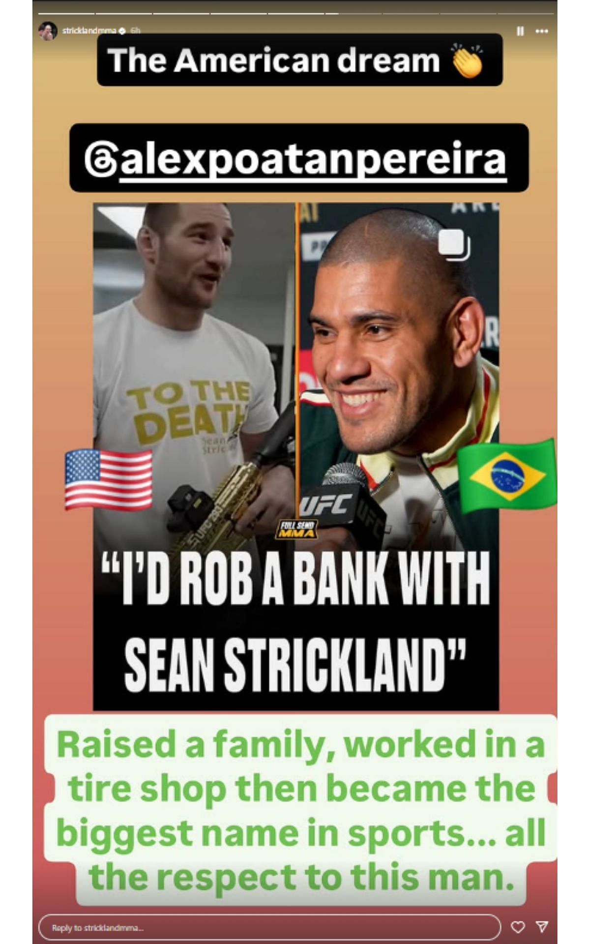 Sean Strickland responds to Alex Pereira&#039;s heist team comment [Image courtesy: @stricklandmma via Instagram]