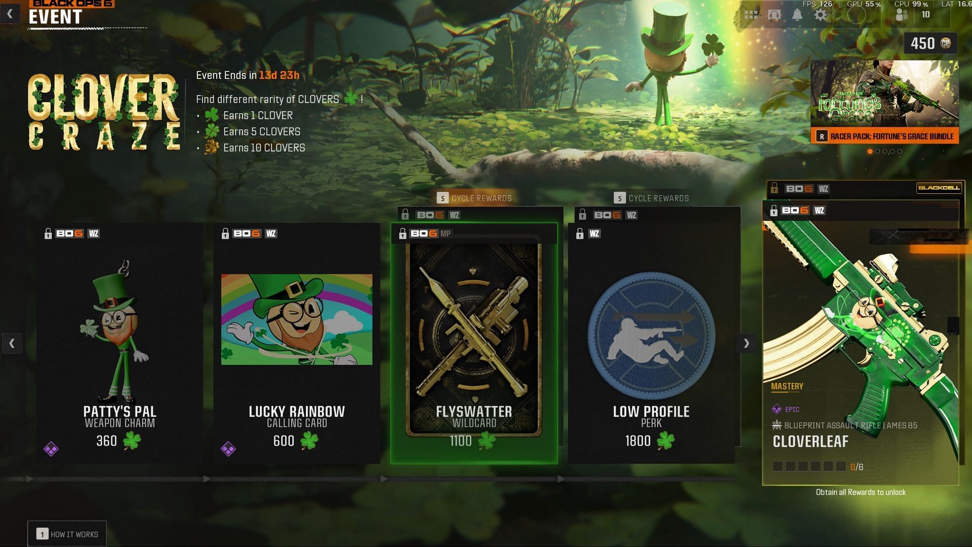 Flyswatter is the fifth reward in the Clover Craze event (Image via Sportskeeda Gaming || Activision)