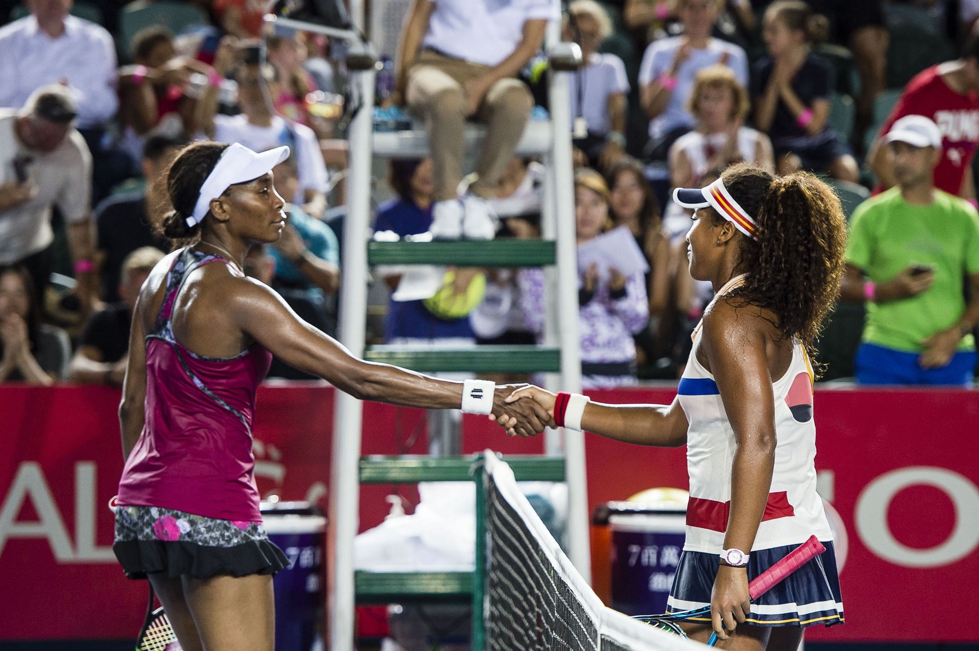 File image of Naomi Osaka and Venus Williams from the Hong Kong Tennis Open in 2017. (Image via Getty)