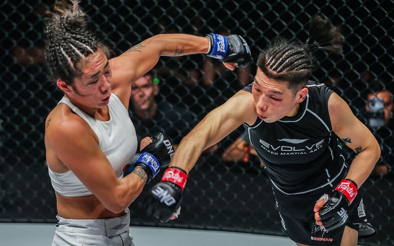 Xiong Jing Nan (right) and Angela Lee (left). [Photo from ONE Championship]