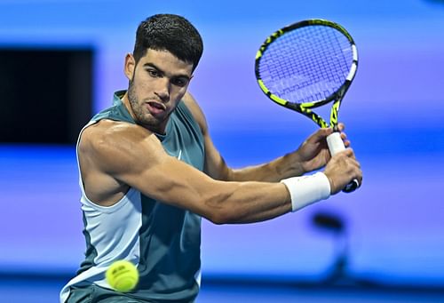 Carlos Alcaraz at the ATP Qatar ExxonMobil Open Quarterfinal - Source: Getty