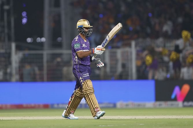 Shah Rukh Khan applauds as Ajinkya Rahane brings fifty with maximum in KKR vs RCB IPL 2025 match 1 [Watch]