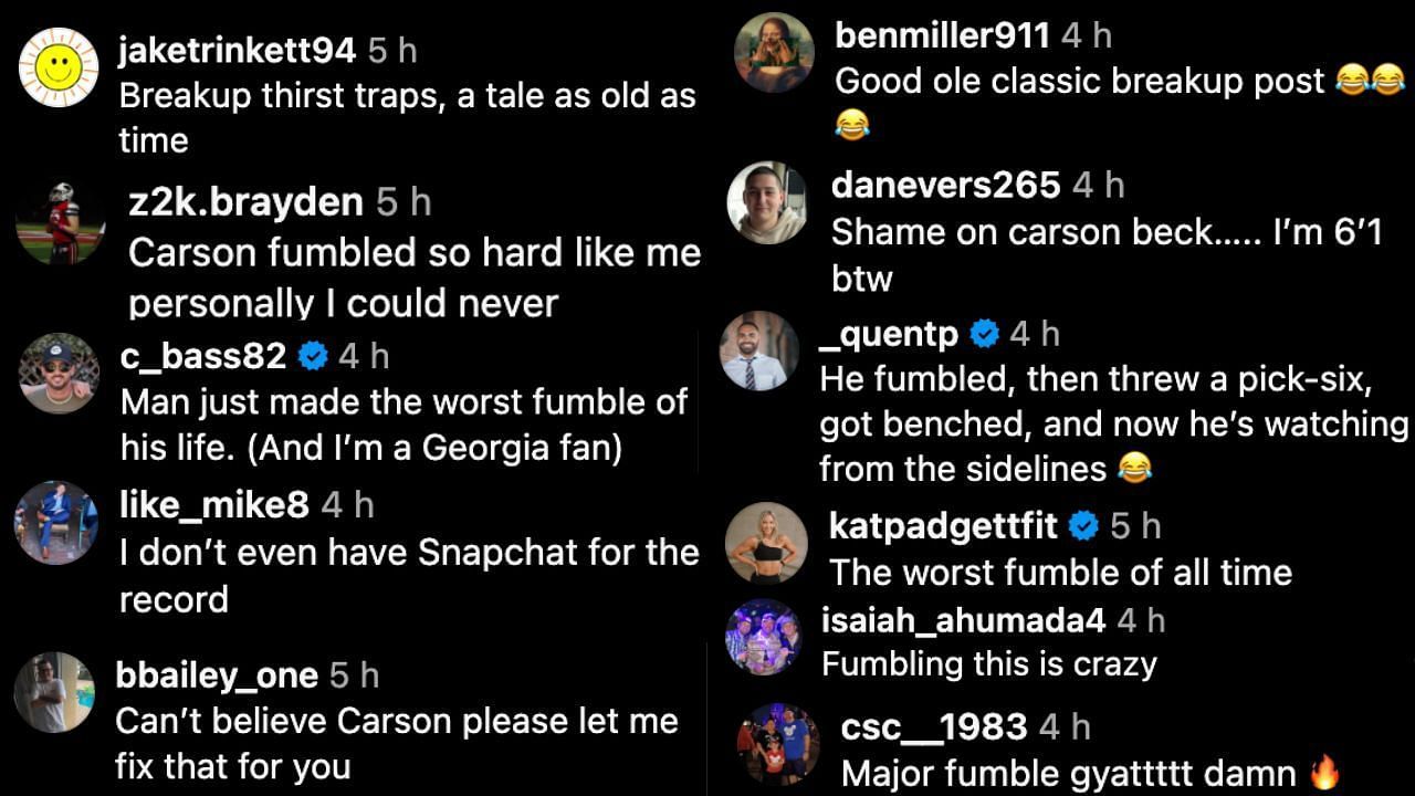 Fan reactions to Beck-Cavinder breakup (Credit: Instagram/@hanna.cavinder)