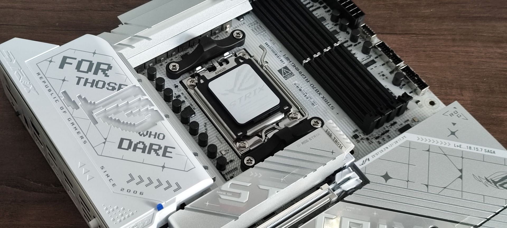 The ROG Strix X870-A is a white motherboard, which adds to the aesthetics of high-end builds (Image via Sportskeeda)