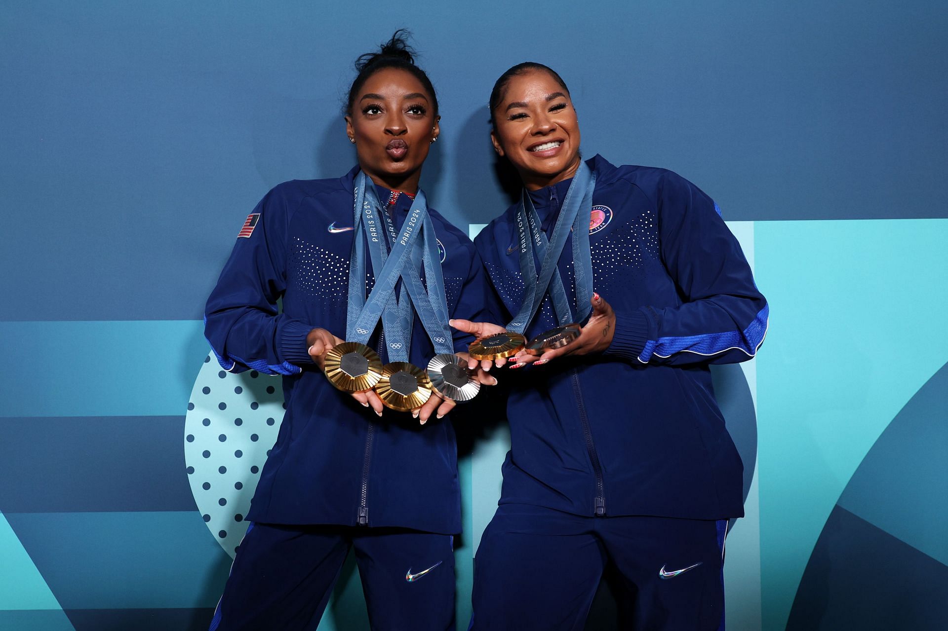 Simone Biles and Jordan Chiles at the Artistic Gymnastics - Olympic Games Paris 2024: Day 10 - Source: Getty