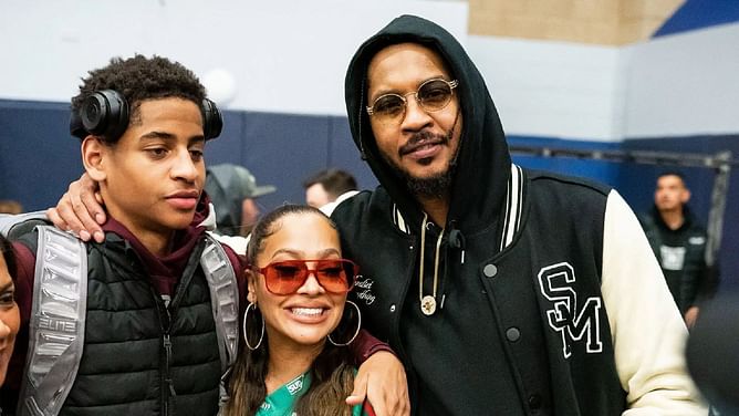 Carmelo Anthony and his ex-wife La La Anthony spotted together for son Kiyan Anthony's "The Throne" game