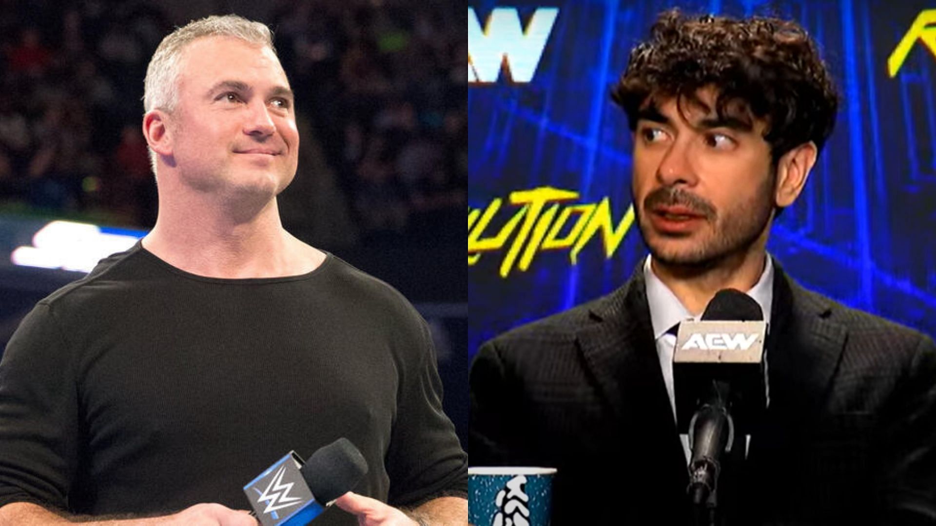 Shane McMahon (left) and AEW president Tony Khan (right). (Image credits: wwe.com &amp; AEW YouTube channel)