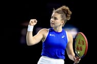 Jasmine Paolini celebrates a point in her singles match against Rebecca Sramkova in the Billie Jean King Cup Finals - Source: Getty