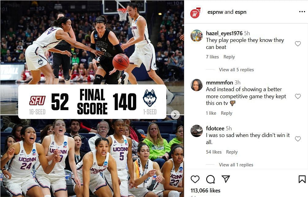 Fans react to ESPN&#039;s IG post. Image via @espn