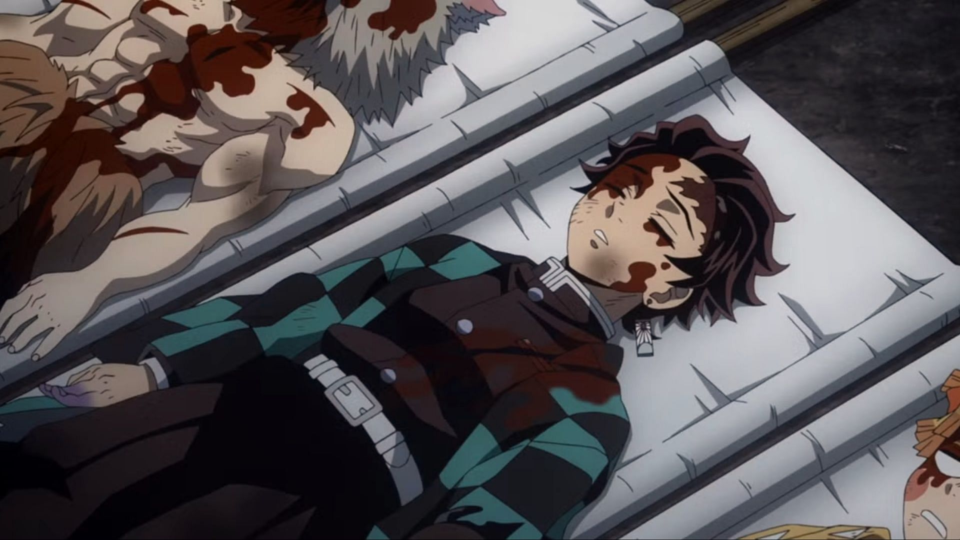 After the battle, Tanjiro and others sustained heavy injuries (Image via Ufotable)