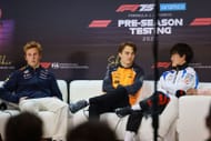 Liam Lawson (L) of Red Bull, Oscar Piastri (C) of McLaren and Yuki Tsunoda (R) of RB attend press conference - Source: Getty