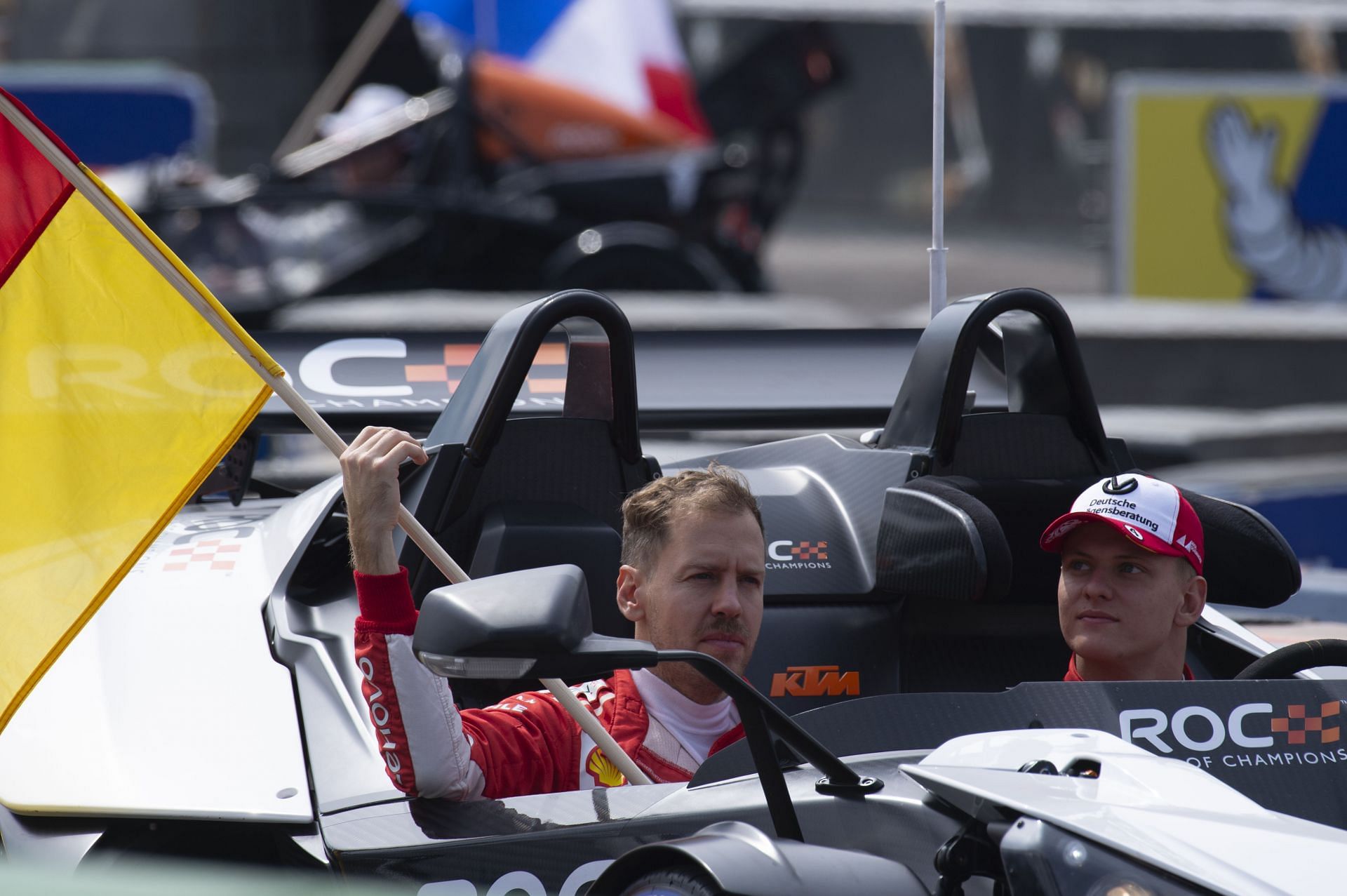 Sebastian Vettel and Mick Schumacher during the race of the 2019 Champions (Getty Images)