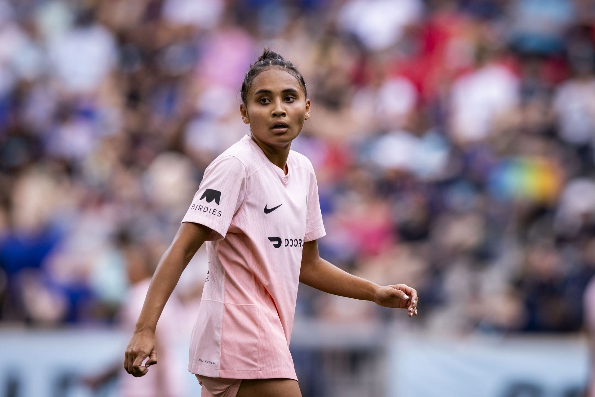 Alyssa Thompson of Angel City FC playing against Gotham FC on NWSL (Image via: Getty Images)