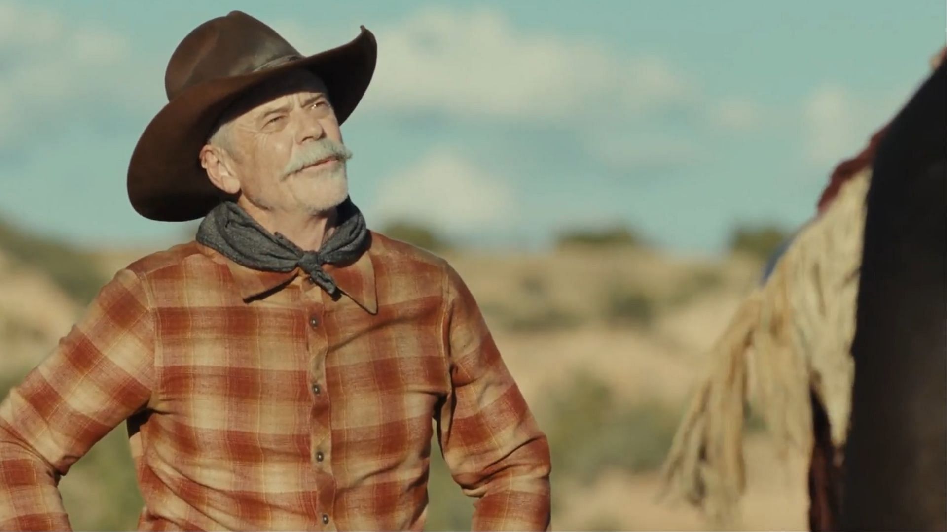 C. Thomas Howell in 1923 as Anders C. Thomas Howell makes a guest appearance in 1923 season 2, episode 3 as Anders, a seasoned cowboy who offers help to Runs His Horse.  (Image via Paramount+)