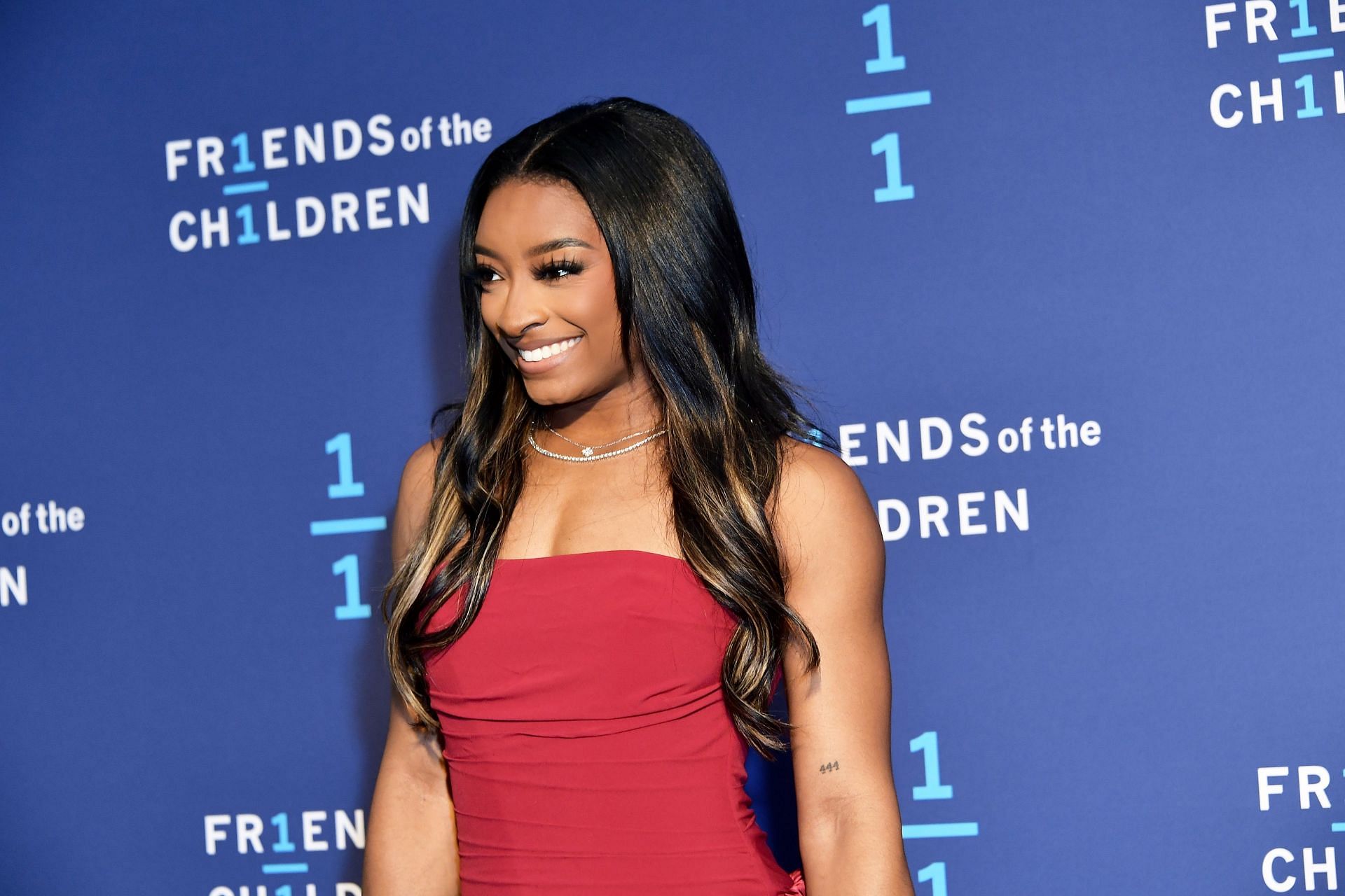 Simone Biles arrives at the Friends Of The Children 30th Anniversary Gala - Source: Getty