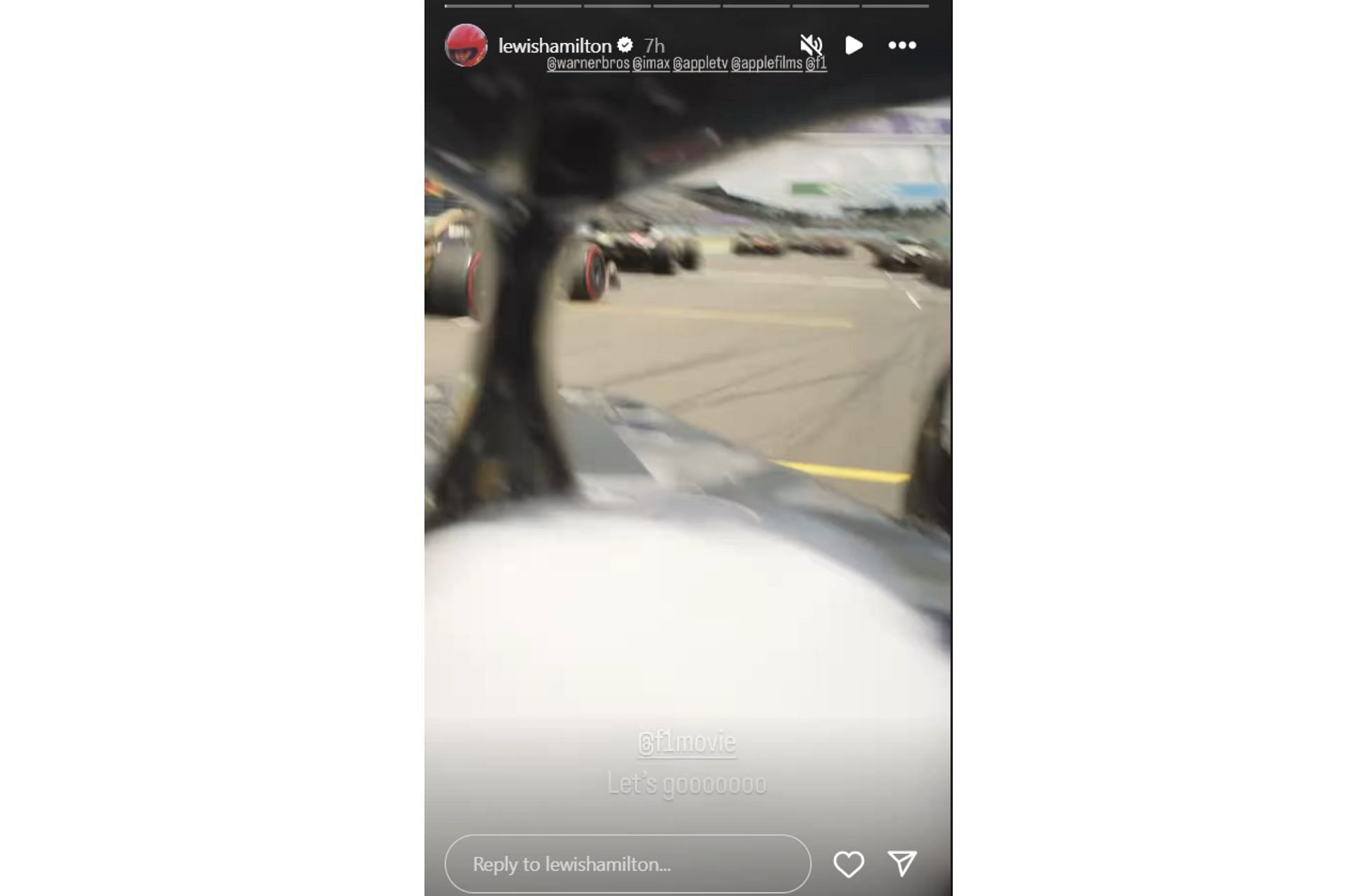 Snapshot of Lewis Hamilton&#039;s story sharing the trailer...Credits-Instagram