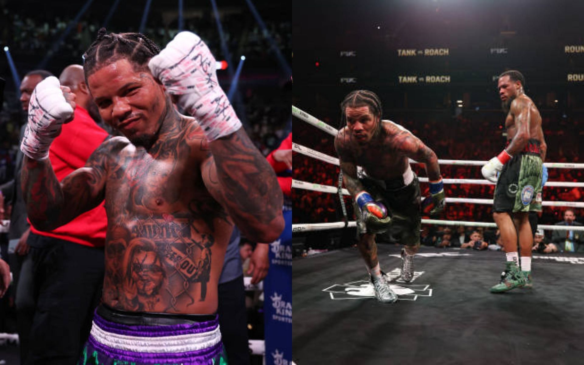 Gervonta Davis (left) talks about taking a knee against Lamont Roach Jr. (right). [Images courtesy: Getty]