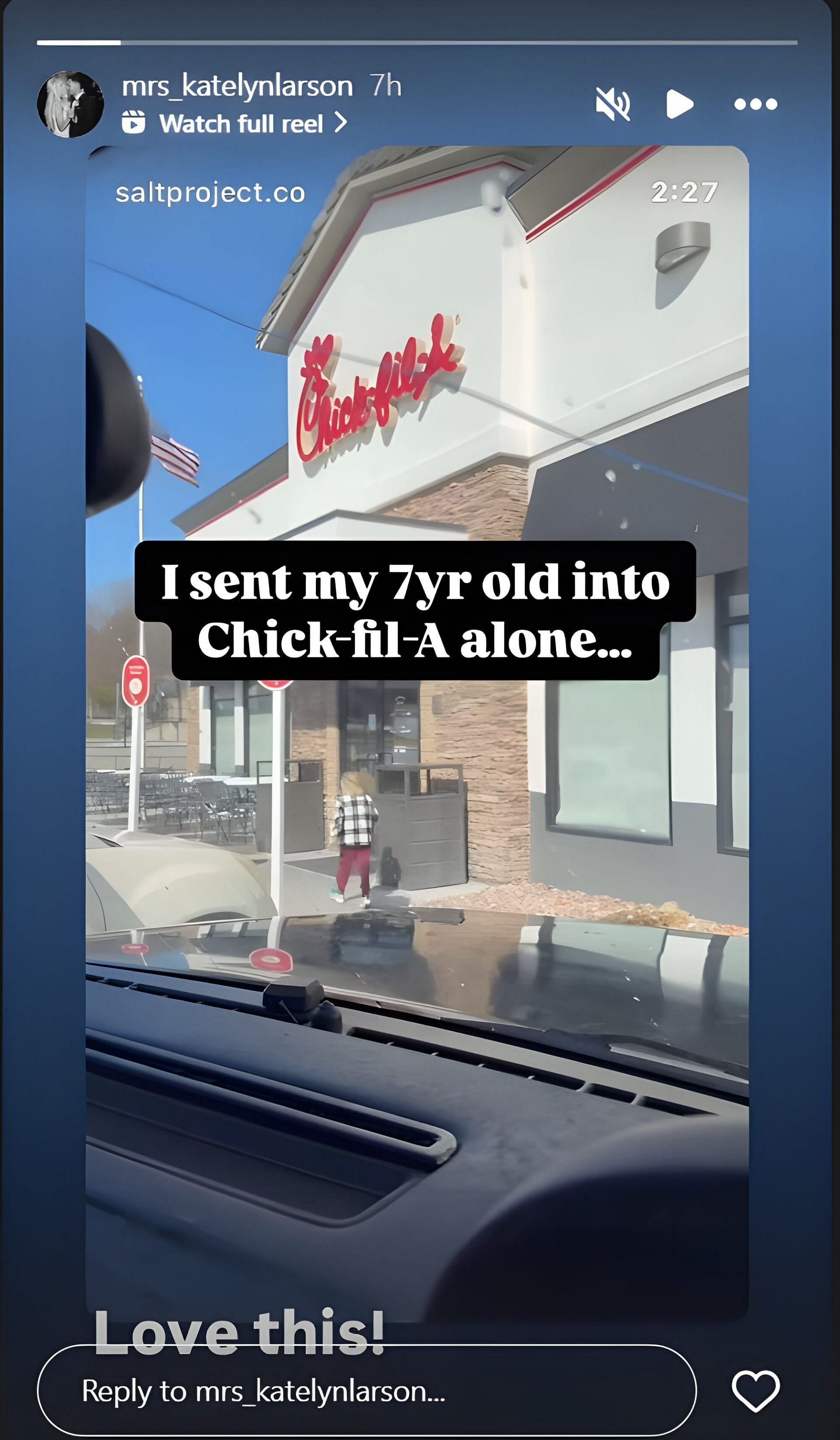 Katelyn Larson, wife of Kyle Larson&#039;s story on Instagram. | Source: Instagram, @mrs_katelynlarson