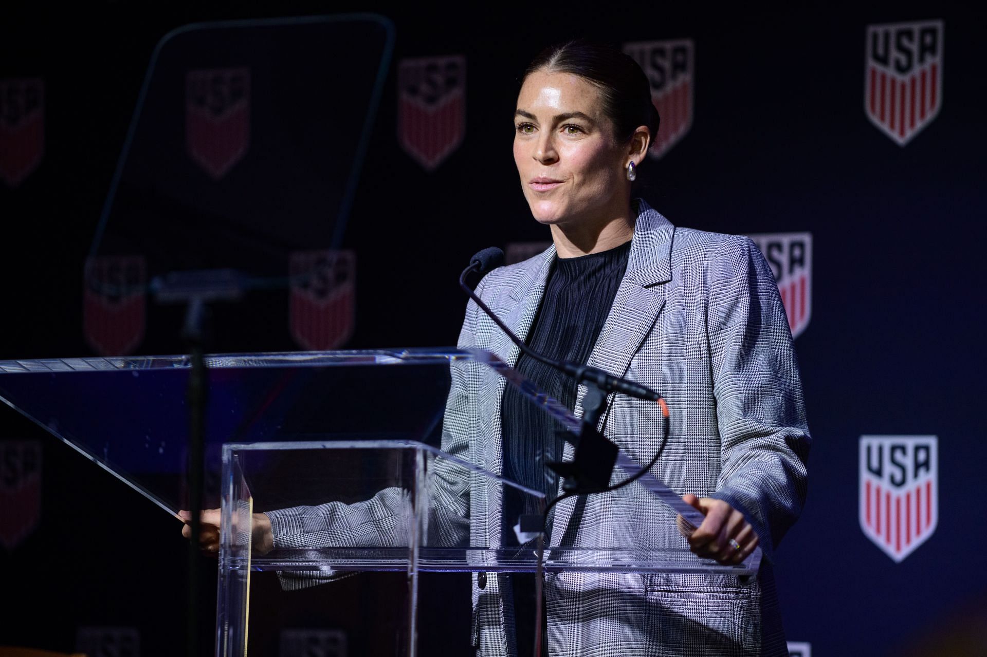 O&#039;Hara at the U.S. Soccer Press Conference With Michelle Kang (Image Source: Getty)