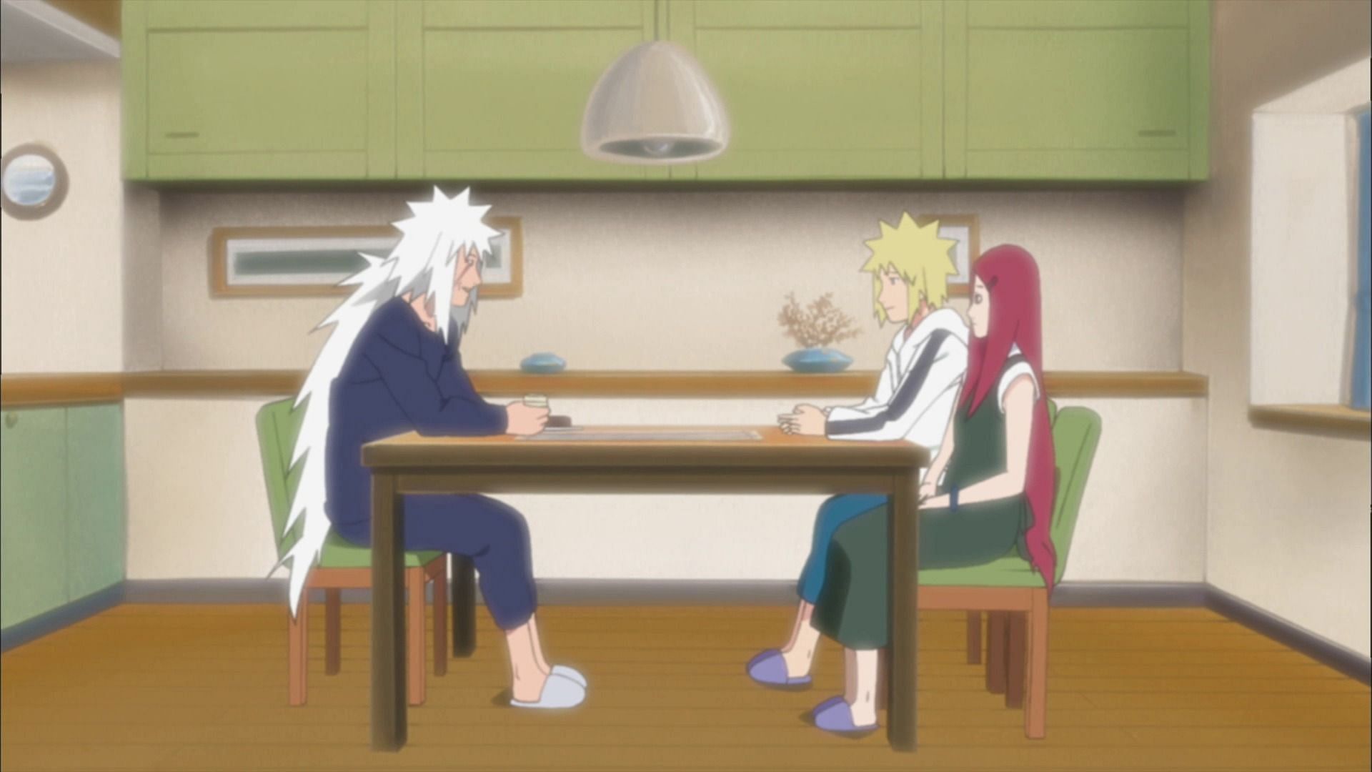 Jiraiya, Minato, and Kushina as seen in Naruto anime (Image via Studio Pierrot)