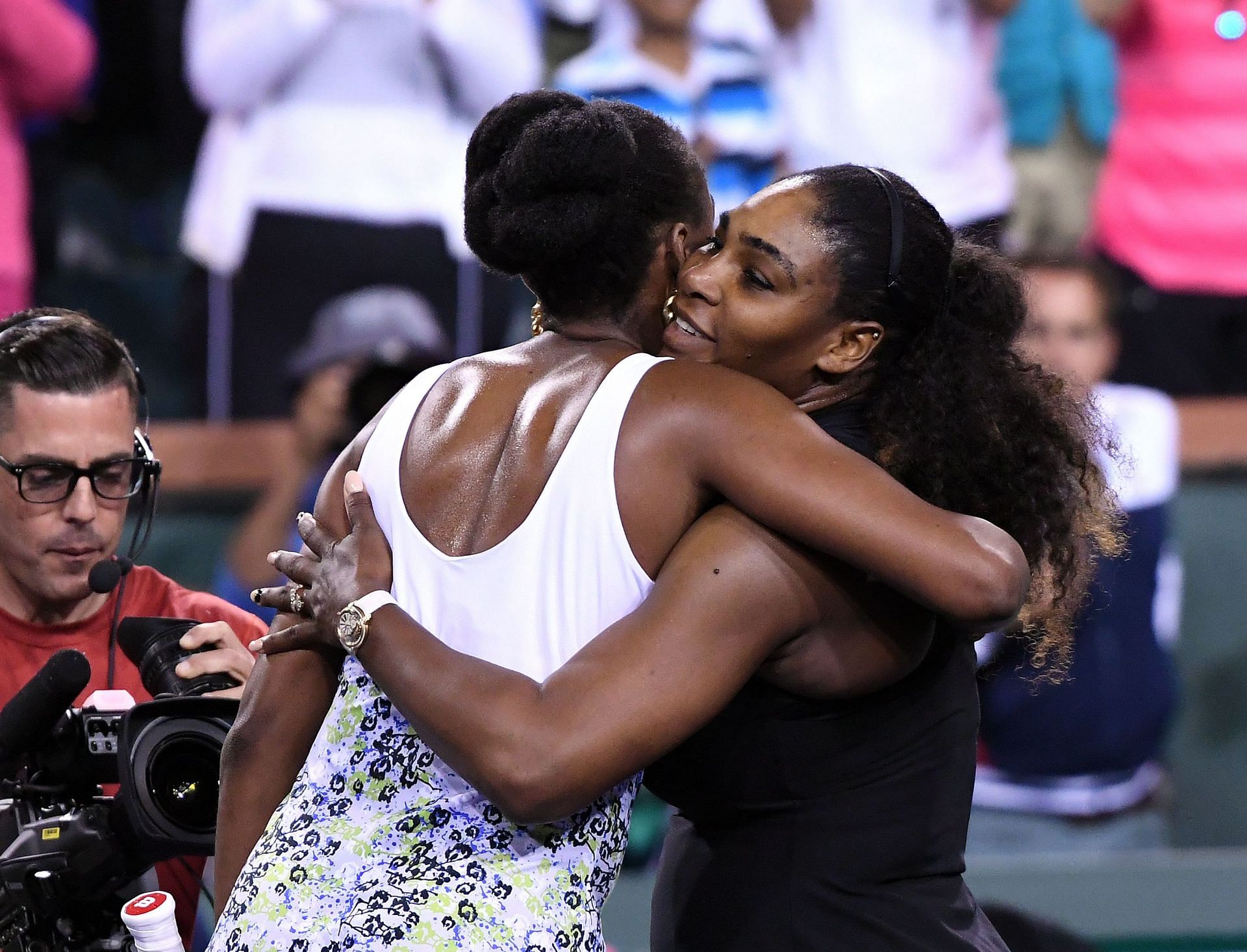 Serena Williams and Venus Williams pictured at Indian Wells in 2018 BNP | Image Source: Getty