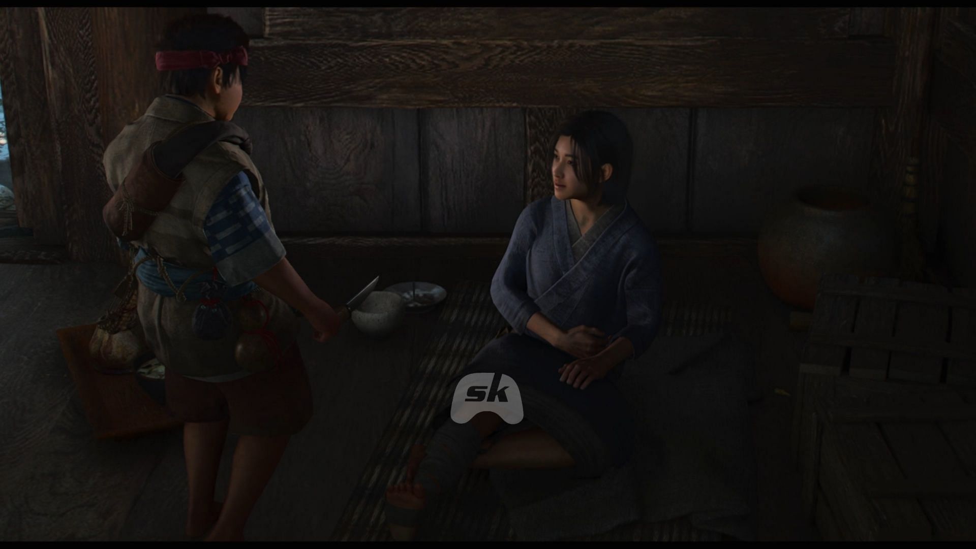 Conversation between Naoe and Junjiro in Assassin&#039;s Creed Shadows (Image via Sportskeeda Gaming || Ubisoft)