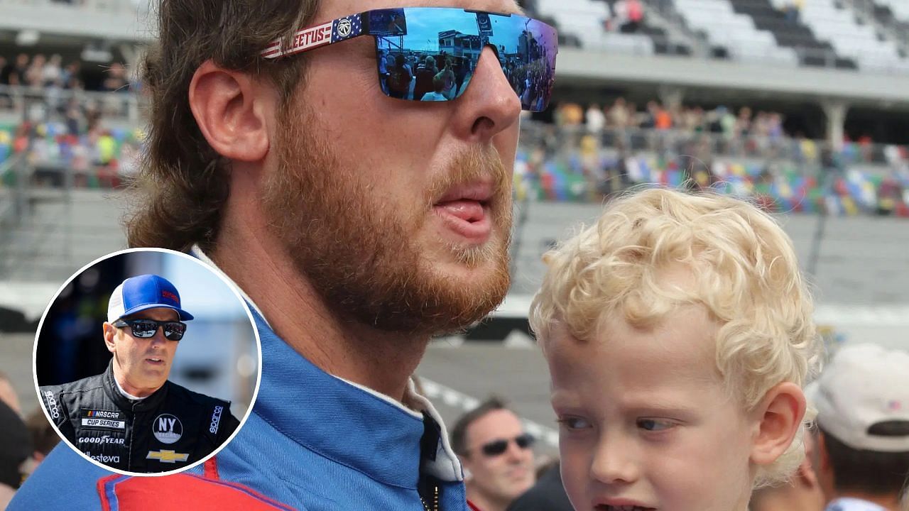 Greg Biffle reacts to video of Cleetus McFarland with son Ripper Mitchell. Images via Getty and Imagn.