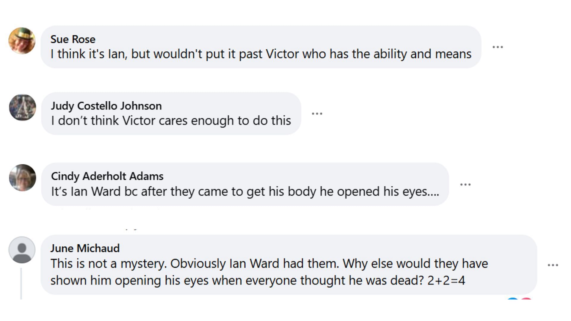 More fan responses speculating about Ian being the kidnapper (Image via Facebook/Young and Resteless Canadian Day Ahead Recaps)