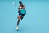 Gauff plays a backhand in the Miami Open - Source: Getty
