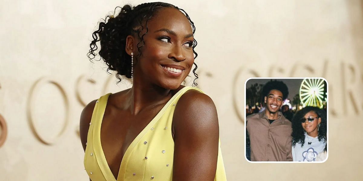 Coco Gauff pictured at Oscars 2025; (inset) pictured with Jalen Sera - Image Source: Getty, Instagram @cocogauff