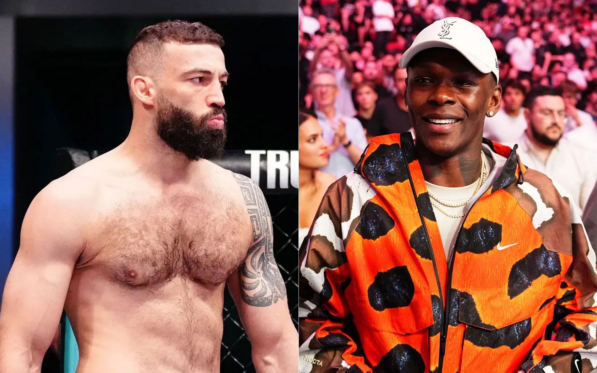 Roman Dolidze (left) has called out Israel Adesanya (right) for a scrap [Image courtesy: Getty]