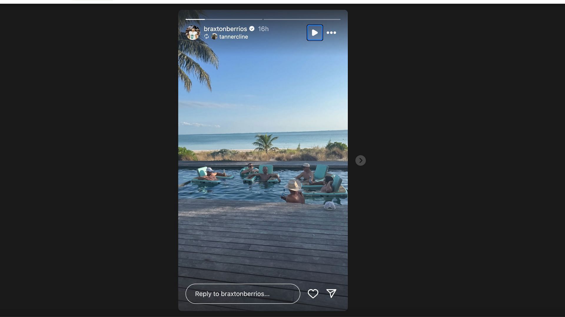 Braxton Berrios posts vacation update in IG (image credit: instagram/brextonberrios)