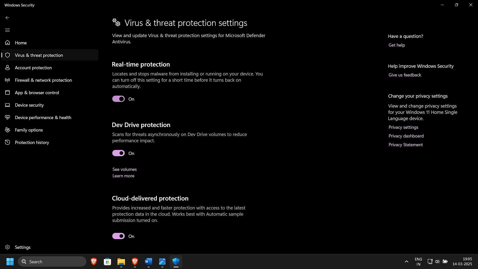 Disabling antivirus on Windows 11 (Image via Sportskeeda)