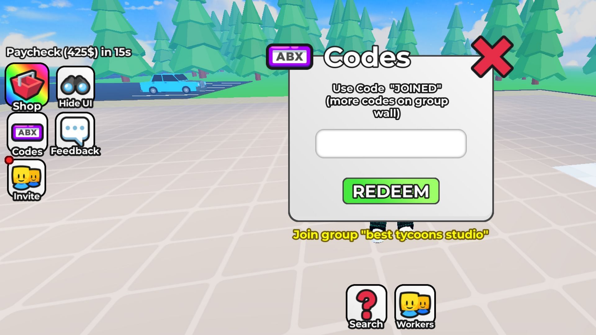 Tap the &quot;ABX&quot; icon to open the code window (Image via Roblox)