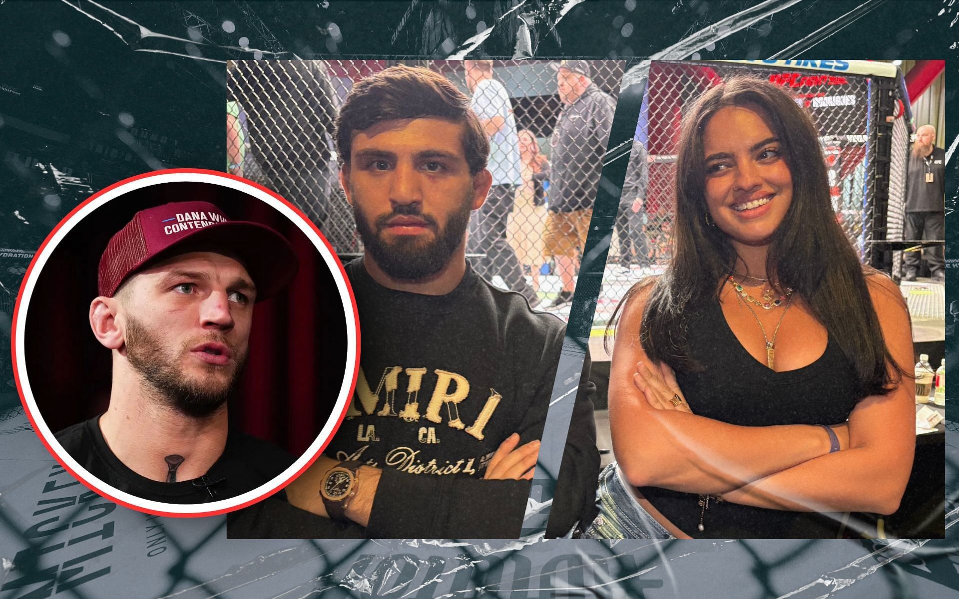 Dan Hooker (inset) once again take dig at Arman Tsarukyan (left) invloving Nina-Marie Daniele (irght). [Images courtesy: Getty Images; @ninamdrama via X]