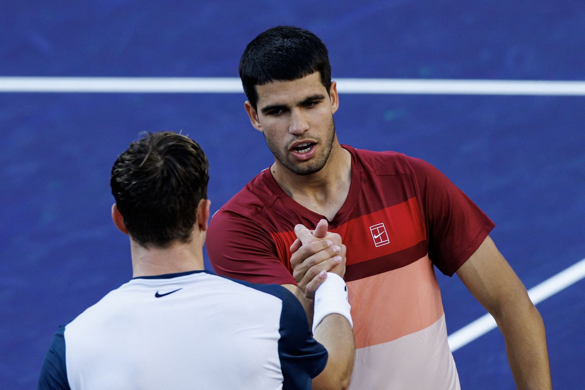 Carlos Alcaraz pictured with Jack Draper at the 2025 BNP Paribas Open in Indian Wells - Image Source: Getty