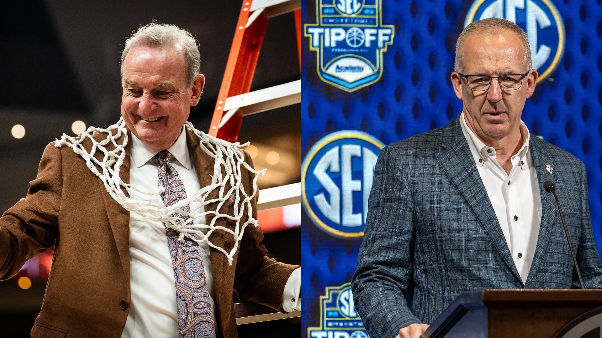 Texas coach Vic Schaefer, SEC Commissioner Greg Sankey