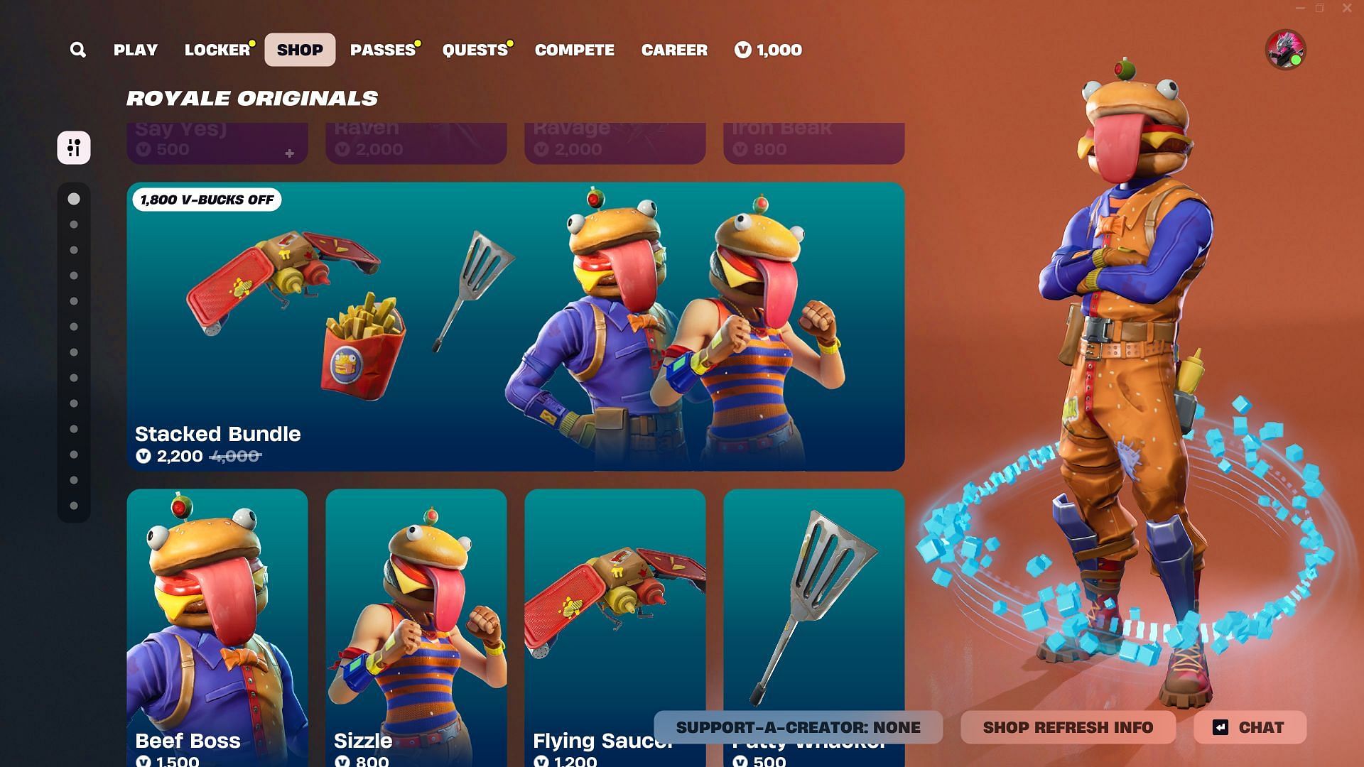 You can now purchase the Beef Boss and Sizzle skins in Fortnite (Image via Epic Games)