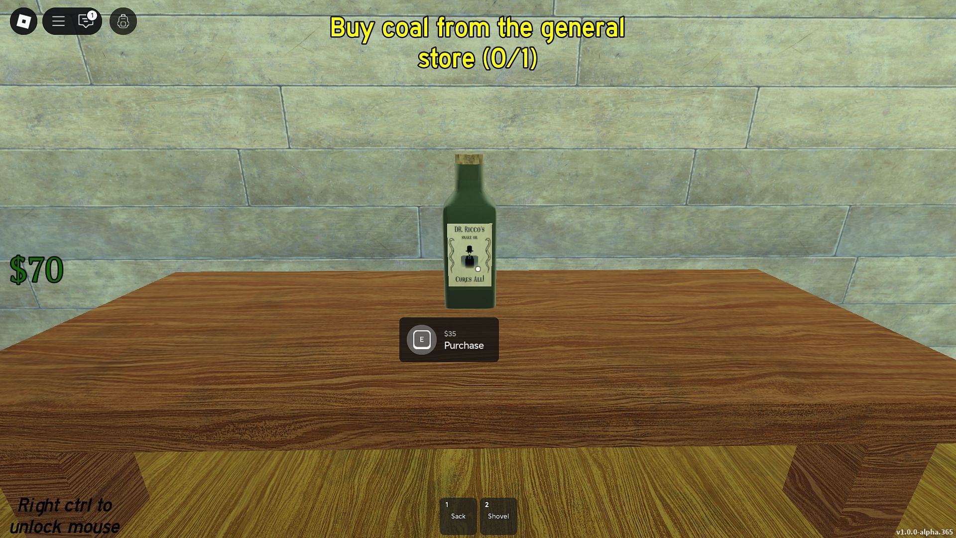 Purchase Snake Oil for 35 cash from the Doctor&#039;s shop (Image via Roblox)