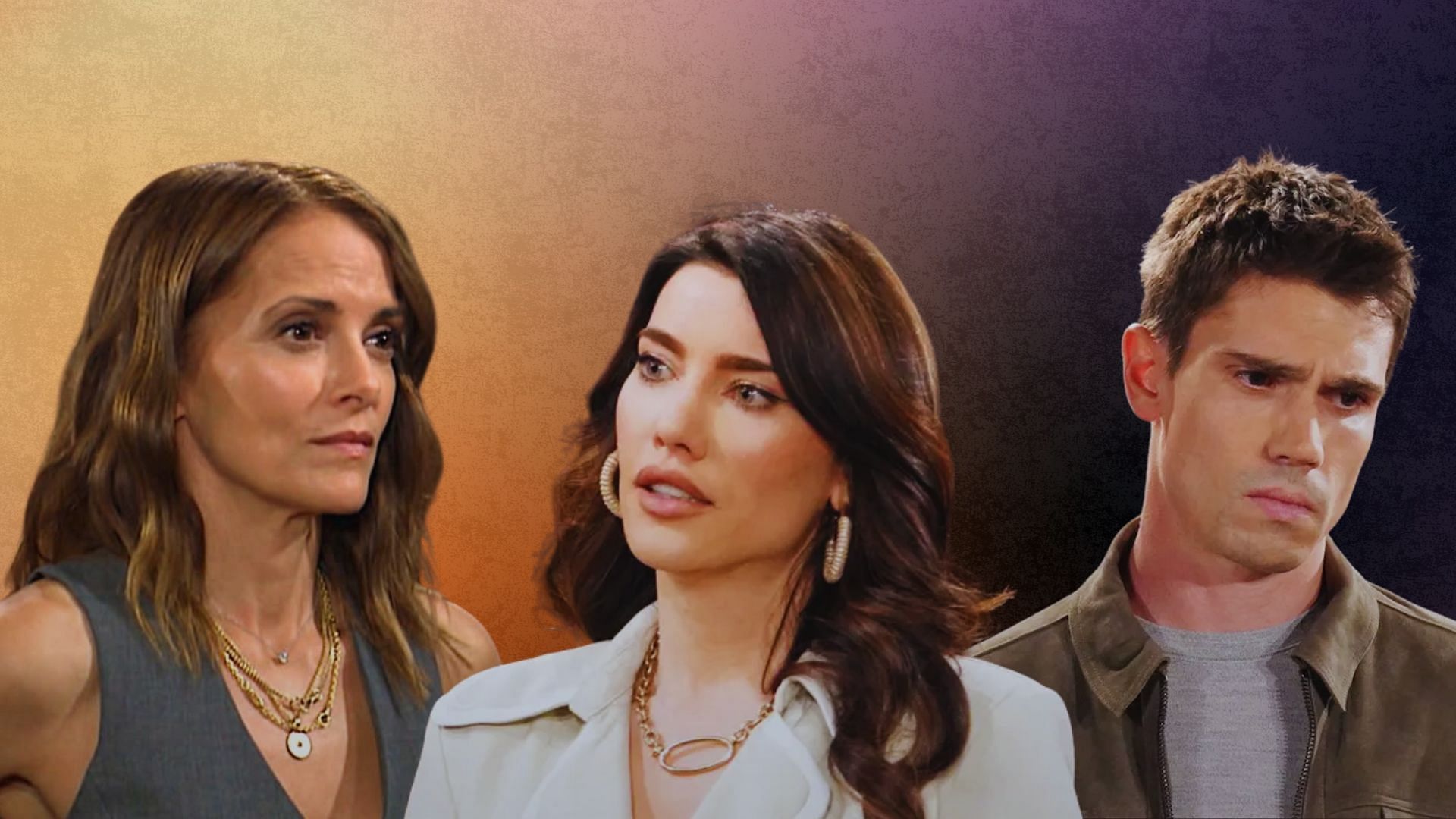 Rebecca Budig as Taylor, Jacqueline MacInnes Wood as Steffy, and Tanner Novlan as Finn in The Bold and the Beautiful [Custom cover edited by Sportskeeda (Original Image via CBS)]