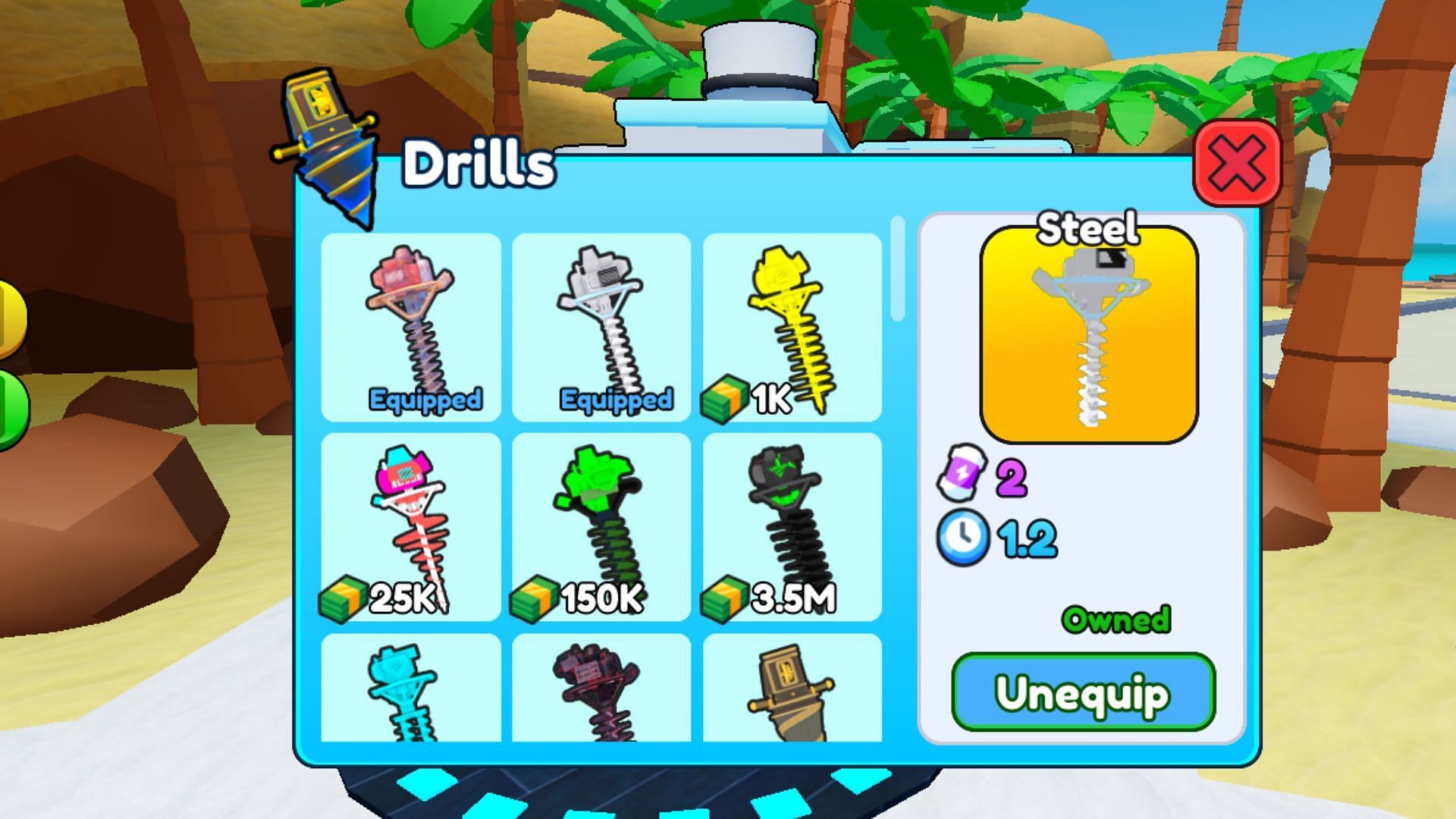 Use Cash to purchase new drills in the game (Image via Roblox)