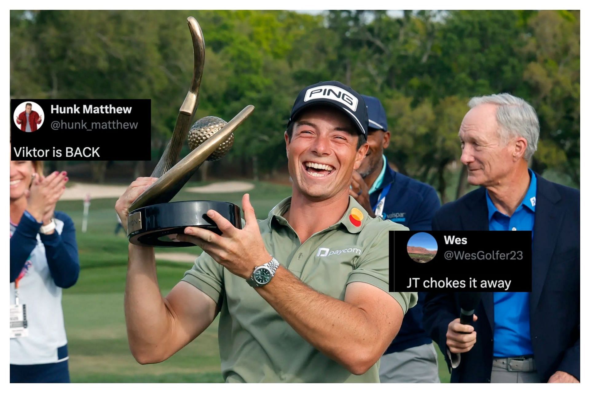 Viktor Hovland wins the Valspar Championship 2025 (Image Source: Imagn, x@WesGolfer23, x@hunk_matthew)