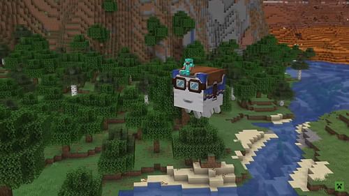 Players will be able to fly on a happy ghast using a harness (Image via Mojang Studios)