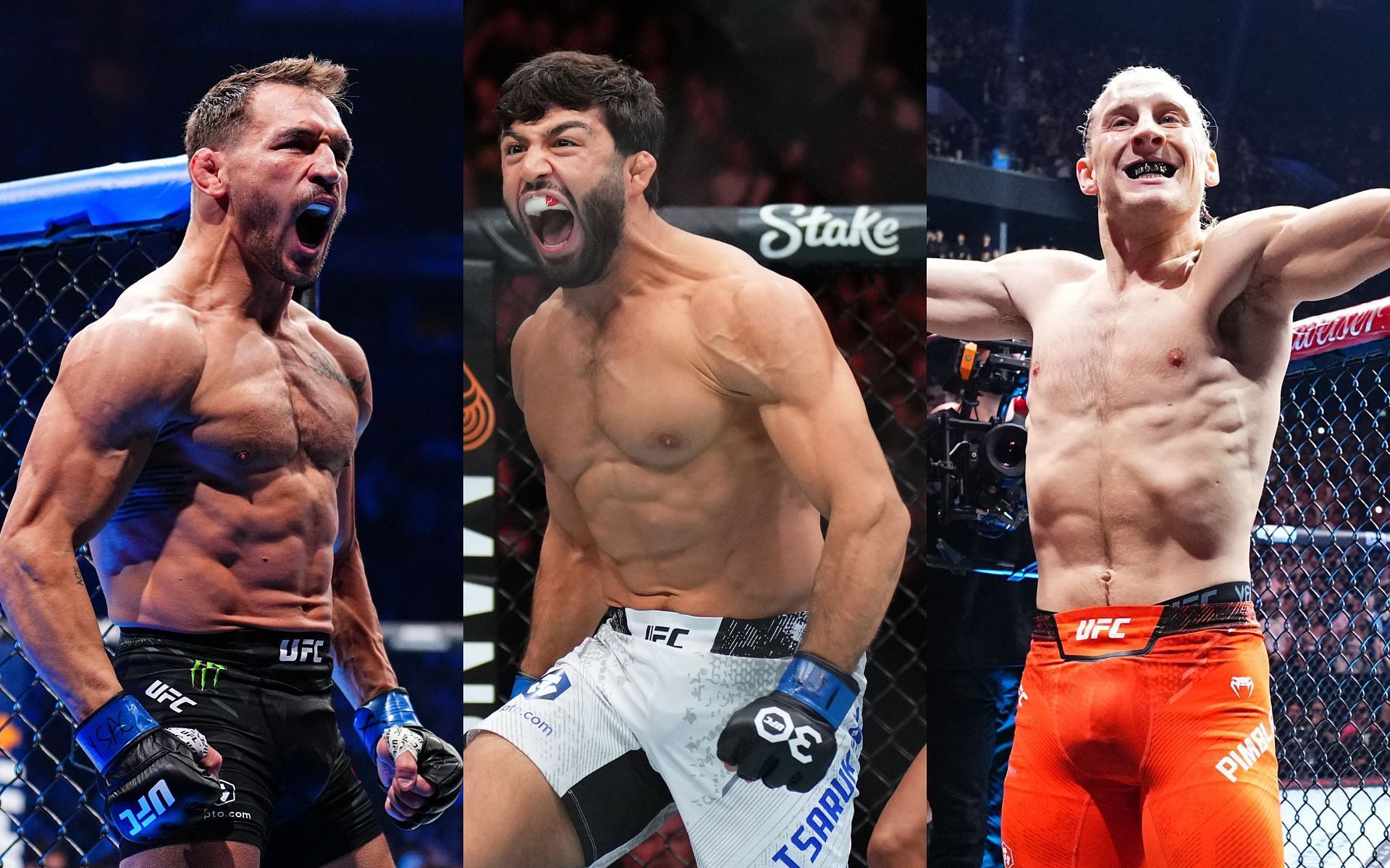 Arman Tsarukyan (middle) weighed in on the upcoming fight between Michael Chandler (left) and Paddy Pimblett (right) [Images courtesy: Getty Images]